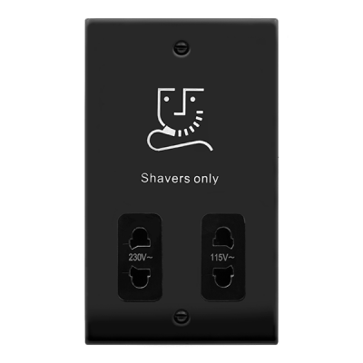 Click Deco 115V/230V Dual Voltage Shaver Socket Outlet Matt Black