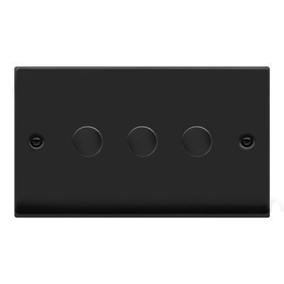 Click Deco 3 Gang 2 Way 100W Trailing Edge Dimmer Switch Matt Black