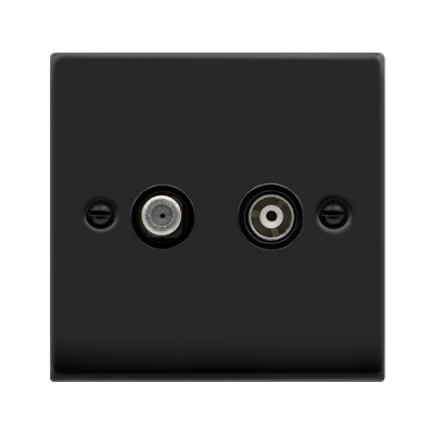 Click Deco Non-Isolated Satellite & Non-Isolated Coaxial Outlet Matt Black