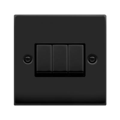 Click Deco Plate switch 3G 2W 10A Matt Black