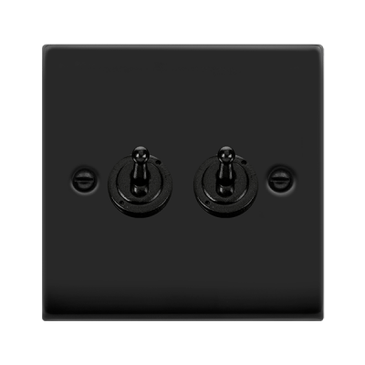 Click Deco Toggle Switch 2G 2W 10AX Matt Black