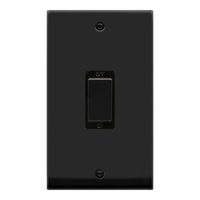 Click Deco 45A 2 Gang (Vertical) DP Plate Switch Matt Black