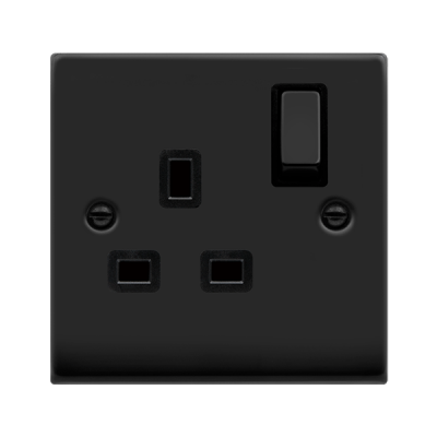 Click Deco Socket DP 1G Switched 13A Matt Black