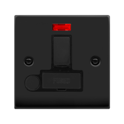 Click Deco Connection Unit Switched + F/O + Neon Fused 13a Matt Black
