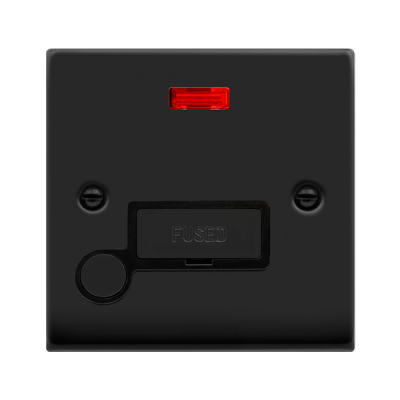 Click Deco Unswitched Connection Unit + F/O + Neon Fused 13A Matt Black