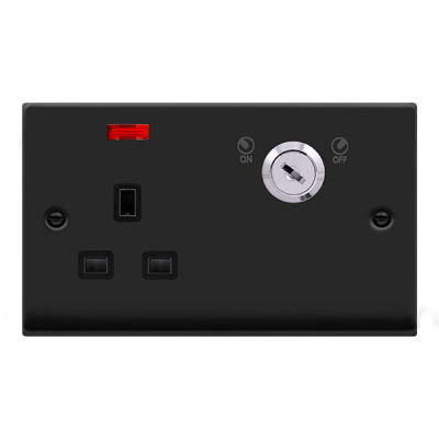 Click Deco Lockable Socket 1G DP 13A + Neon Matt Black