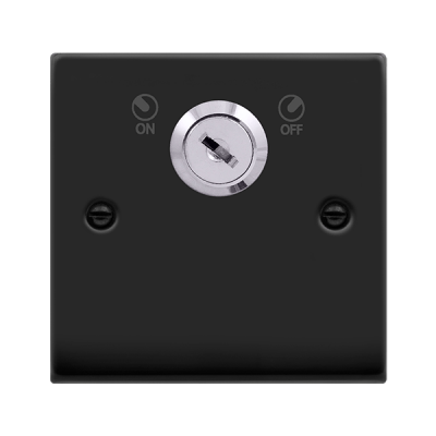 Click Deco 20A DP 1 Gang Plate Key Lockable Switch Matt Black