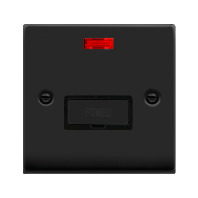 Click Deco Unswitched Connection Unit + Neon Fused 13A Matt Black