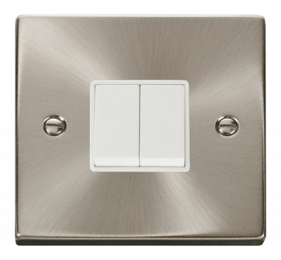 Click Deco 10AX 2 Gang 2 Way Plate Switch Chrome/White Insert