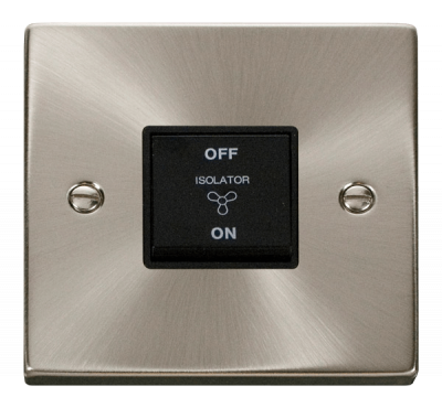 Click Deco 10A 3 Pole Fan Isolation Plate Switch Chrome/Black Insert