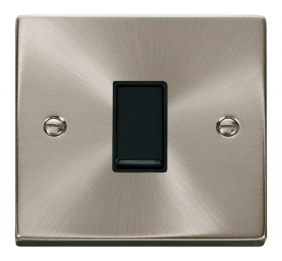 Click Deco 10AX 1 Gang Intermediate Plate Switch Satin Chrome/Black Insert
