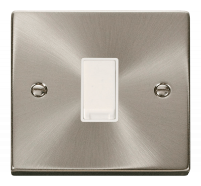 Click Deco 10AX 1 Gang Intermediate Plate Switch Satin Chrome/White Insert