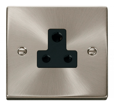 Click Deco 5A Round Pin Socket Outlet Satin Chrome/Black Insert