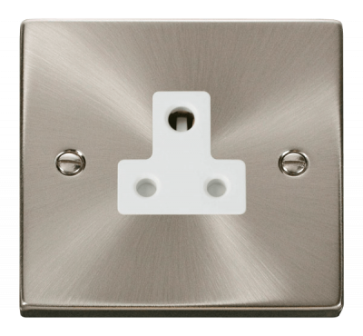 Click Deco 5A Round Pin Socket Outlet Satin Chrome/White Insert