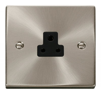 Click Deco 2A Round Pin Socket Outlet Satin Chrome/Black Insert