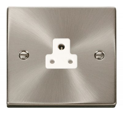 Click Deco 2A Round Pin Socket Outlet Satin Chrome/White Insert