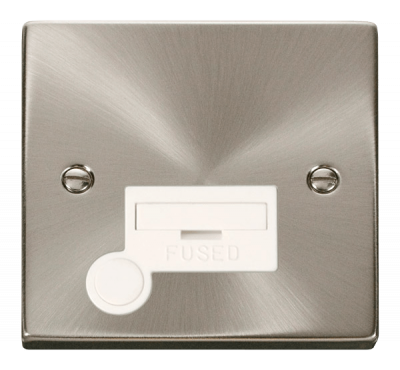 Click Deco 13A Unswitched FCU With Optional Flex Outlet Satin Chrome/White Insert