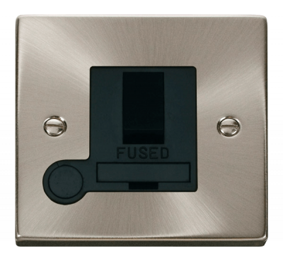 Click Deco 13A DP Switched FCU With Optional Flex Outlet Satin Chrome/Black Insert