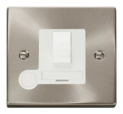 Click Deco 13A DP Switched FCU With Optional Flex Outlet Satin Chrome/White Insert