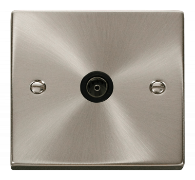 Click Deco Single Non-Isolated Coaxial Outlet Satin Chrome/Black Insert
