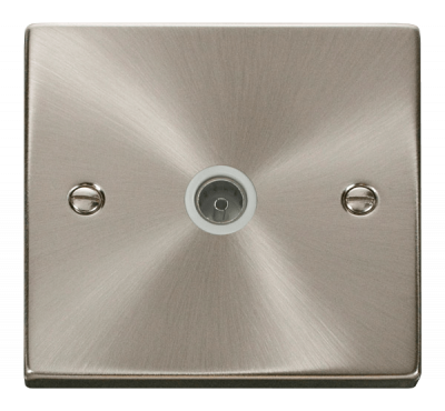 Click Deco Single Non-Isolated Coaxial Outlet Satin Chrome/White Insert