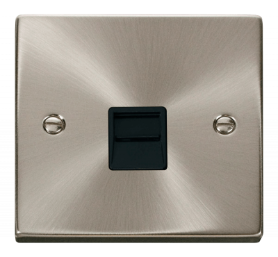 Click Deco Single Telephone Outlet (Master) Satin Chrome/Black Insert