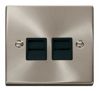Click Deco Twin Telephone Outlet (Secondary) Satin Chrome/Black Insert