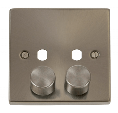 Click Deco 1 Gang Unfurnished Dimmer Plate & Knobs (800W Max) - 2 Apertures Satin Chrome