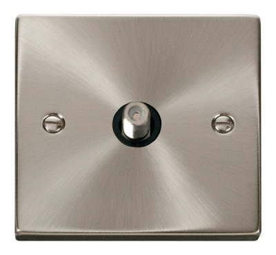 Click Deco Non-Isolated Single Satellite Outlet Satin Chrome/Black Insert