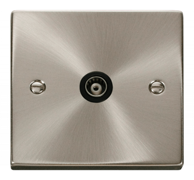 Click Deco Single Isolated Coaxial Outlet  Satin Chrome/Black Insert