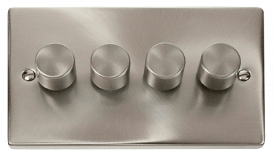 Click Deco 4 Gang 2 Way 100W Trailing Edge Dimmer Switch Satin Chrome