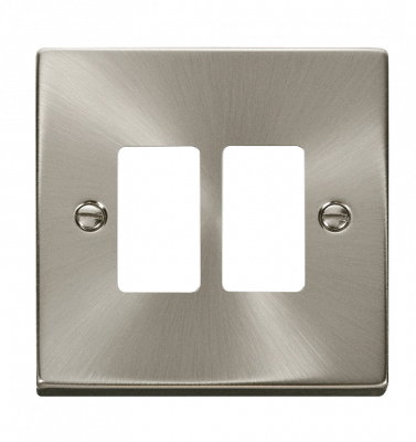 Click Deco 2 Gang GridPro Frontplate Satin Chrome