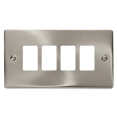 Click Deco 4 Gang GridPro Frontplate Satin Chrome