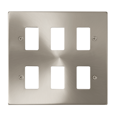 Click Deco 6 Gang GridPro Frontplate Satin Chrome