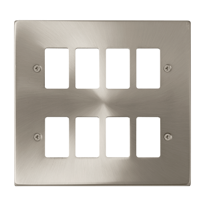 Click Deco 8 Gang GridPro Frontplate Satin Chrome