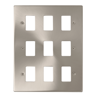 Click Deco 9 Gang GridPro Frontplate Satin Chrome