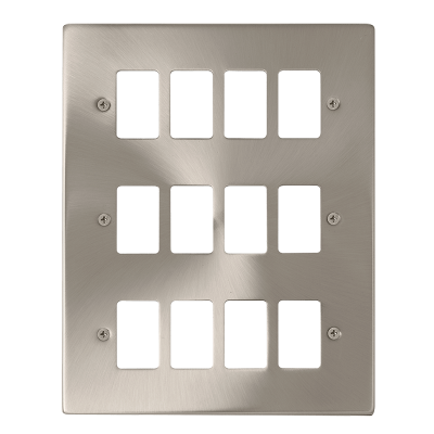 Click Deco 12 Gang GridPro Frontplate Satin Chrome