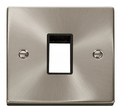 Click Deco MiniGrid Frontplate 1G 1Aperture Satin Chrome/Black Insert
