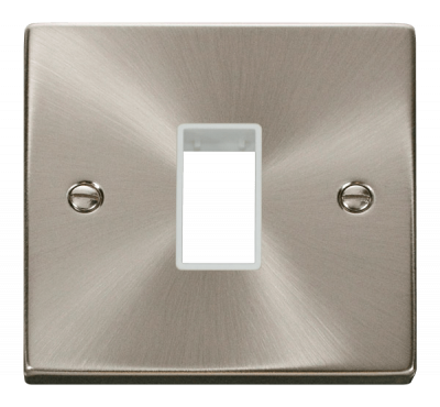 Click Deco 1 Gang MiniGrid Unfurnished Plate - 1 Aperture Satin Chrome/White Insert