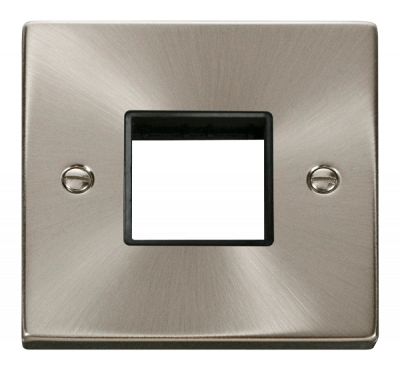 Click Deco 1 Gang MiniGrid Unfurnished Plate - 2 Aperture Satin Chrome/Black Insert
