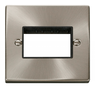 Click Deco 1 Gang MiniGrid Unfurnished Plate - 3 Apertures Satin Chrome/Black Insert