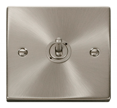 Click Deco 10AX 1 Gang 2 Way Toggle Plate Switch Satin Chrome