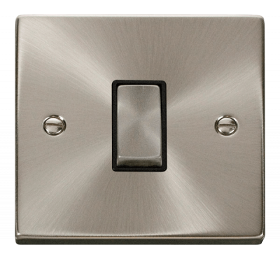 Click Deco 10AX 1 Gang Intermediate Plate Switch Satin Chrome/Black Insert