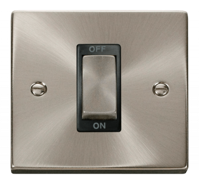 Click Deco 50A 1 Gang DP Plate Switch  Satin Chrome/Black Insert