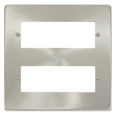 Click Deco 2 Tier MiniGrid Unfurnished Plate - 12 Apertures Satin Chrome