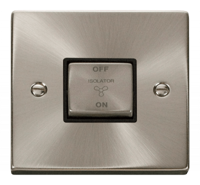 Click Deco 10A 3 Pole Fan Isolation Plate Switch Chrome/Black Insert