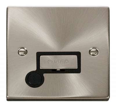 Click Deco Unswitched 13A FCU With Optional Flex Outlet Satin Chrome/Black Insert