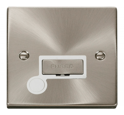 Click Deco Unswitched 13A FCU With Optional Flex Outlet Satin Chrome/White Insert