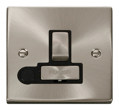 Click Deco 13A DP Switched FCU With Optional Flex Outlet Satin Chrome/Black Insert
