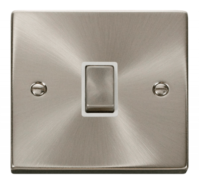 Click Deco 20A DP Plate Switch Satin Chrome/White Insert